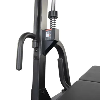 Body-Solid vertikale Beinpresse GVLP – Sicherungshebel am Schlitten