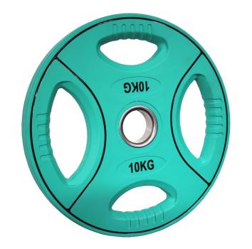 PU farbcodierte Hantelscheibe 10 Kg - 4-Grip-Design - 50/51mm