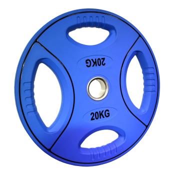 PU farbcodierte Hantelscheibe 20 Kg - 4-Grip-Design - 50/51mm