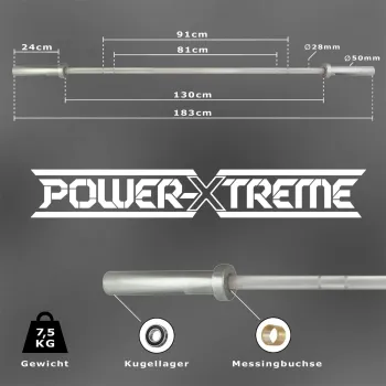 Preview: Technik-Langhantelstange Aluminium 50 mm, 183 cm – Bild 2