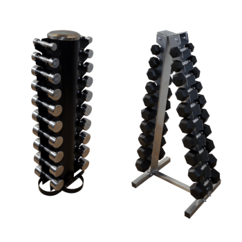 Power-Xtreme Hex- & Chrom-Kurzhantel-Set 1–10 kg mit Ständer