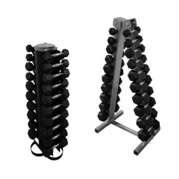 Preview: Power-Xtreme Hex- & Chrom-Kurzhantel-Set 1–10 kg mit Ständer – Ansicht 3