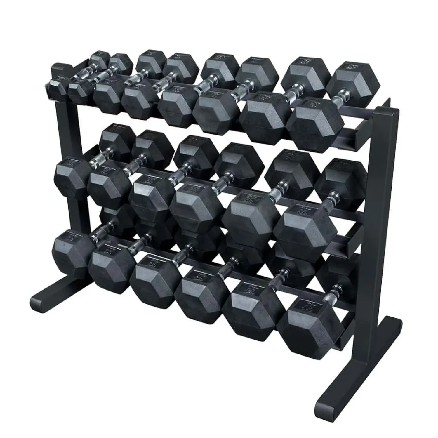 Body-Solid Kurzhantelablage GDR-363B Black Edition – mit Gummi-Kurzhanteln (nicht im Lieferumfang)