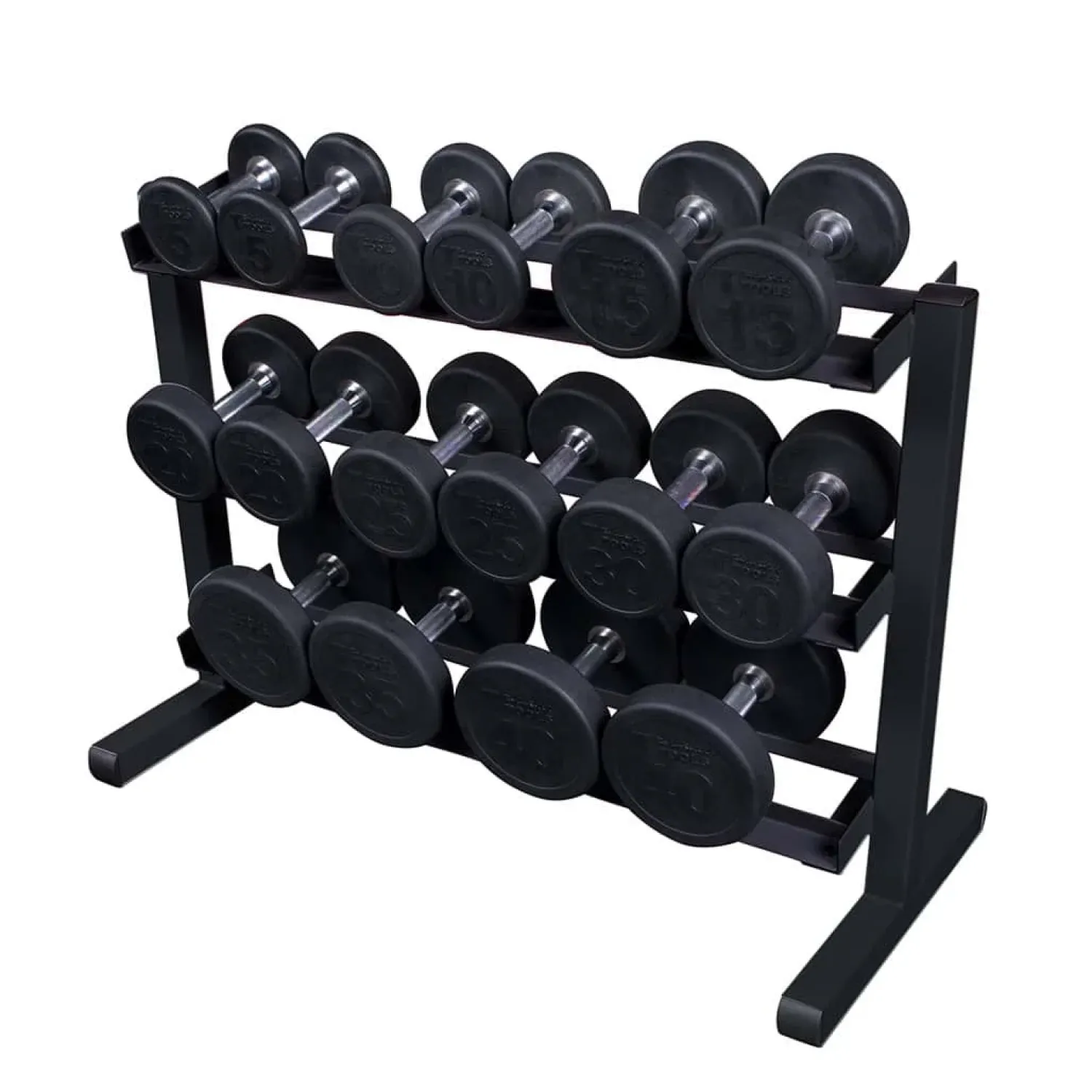 Body-Solid Kurzhantelablage GDR-363B Black Edition – mit Pro-Style-Kurzhanteln (nicht im Lieferumfang)