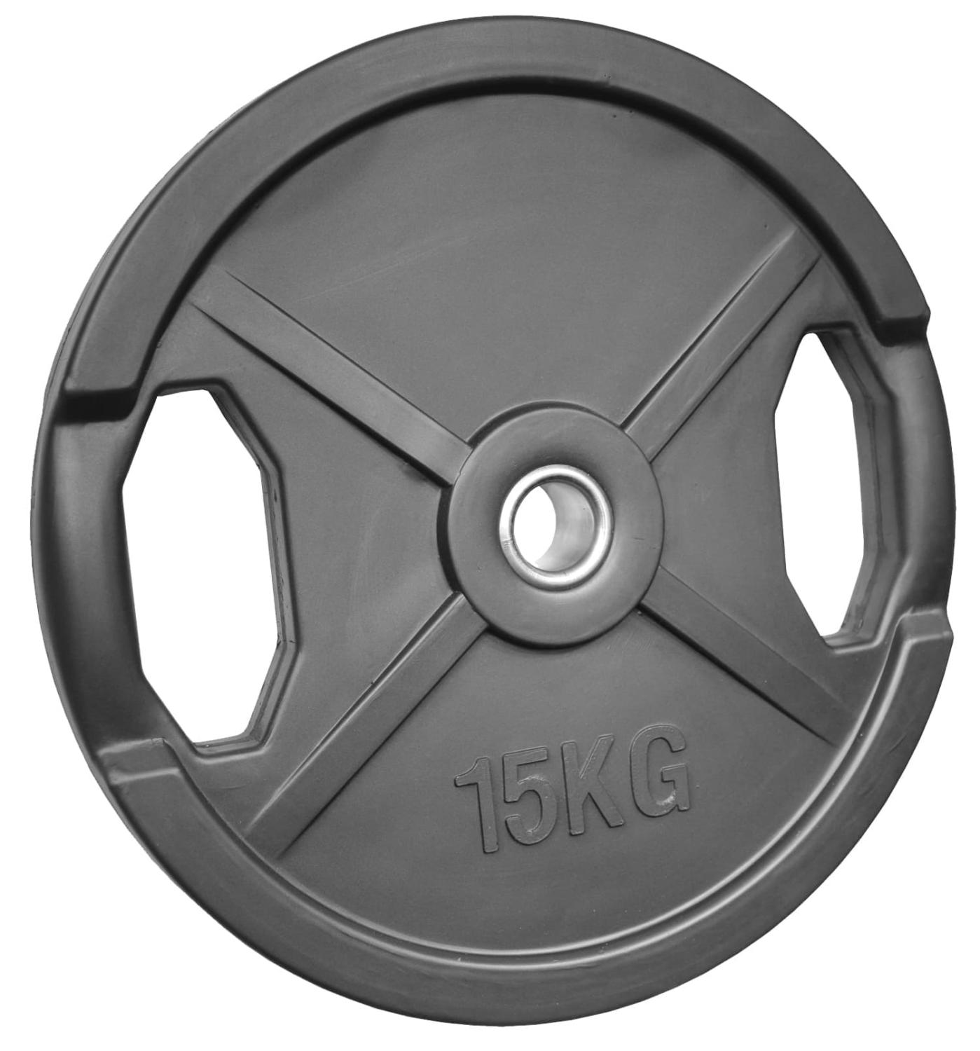 Hantelscheibe 15 Kg - 30/31mm - gummiert mit Griffe