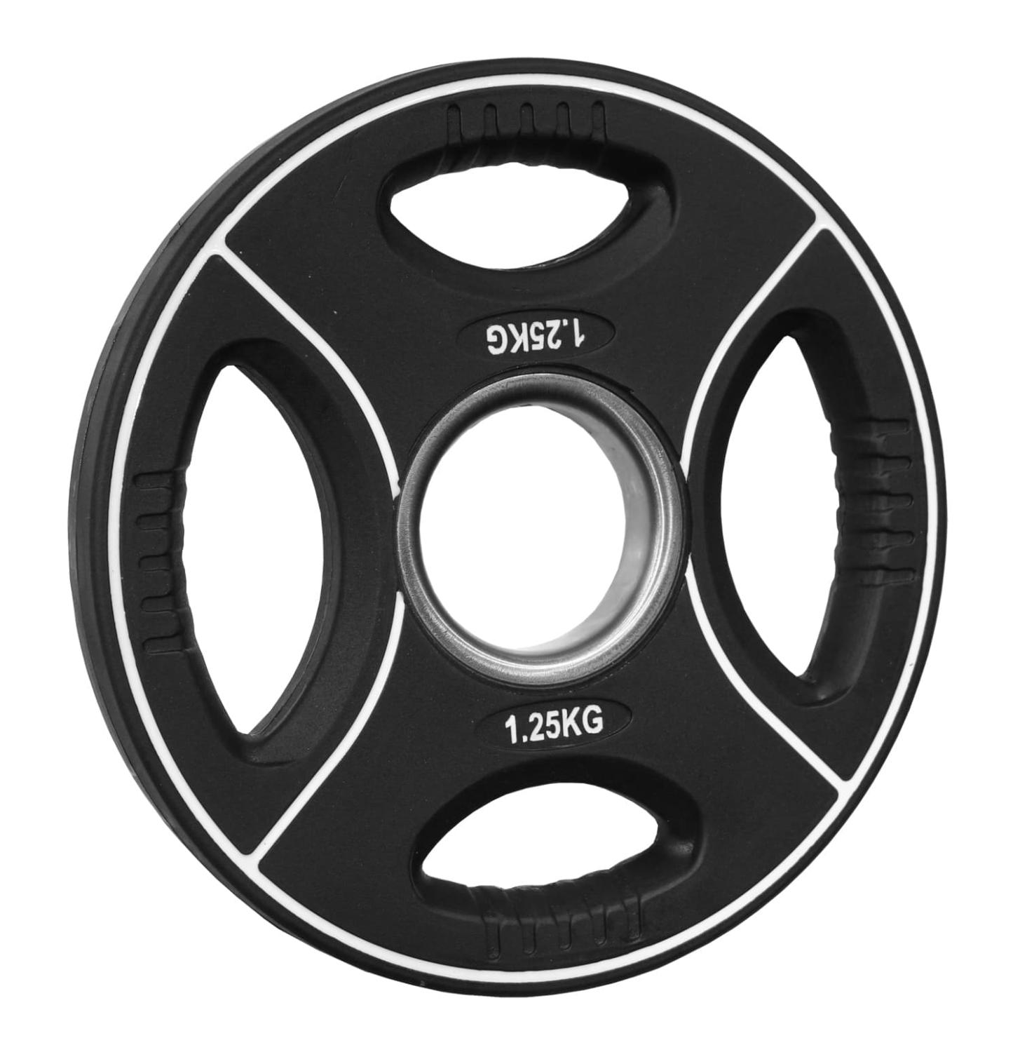 gummierte Hantelscheibe 5 Kg - 4-Grip-Design - 50/51mm