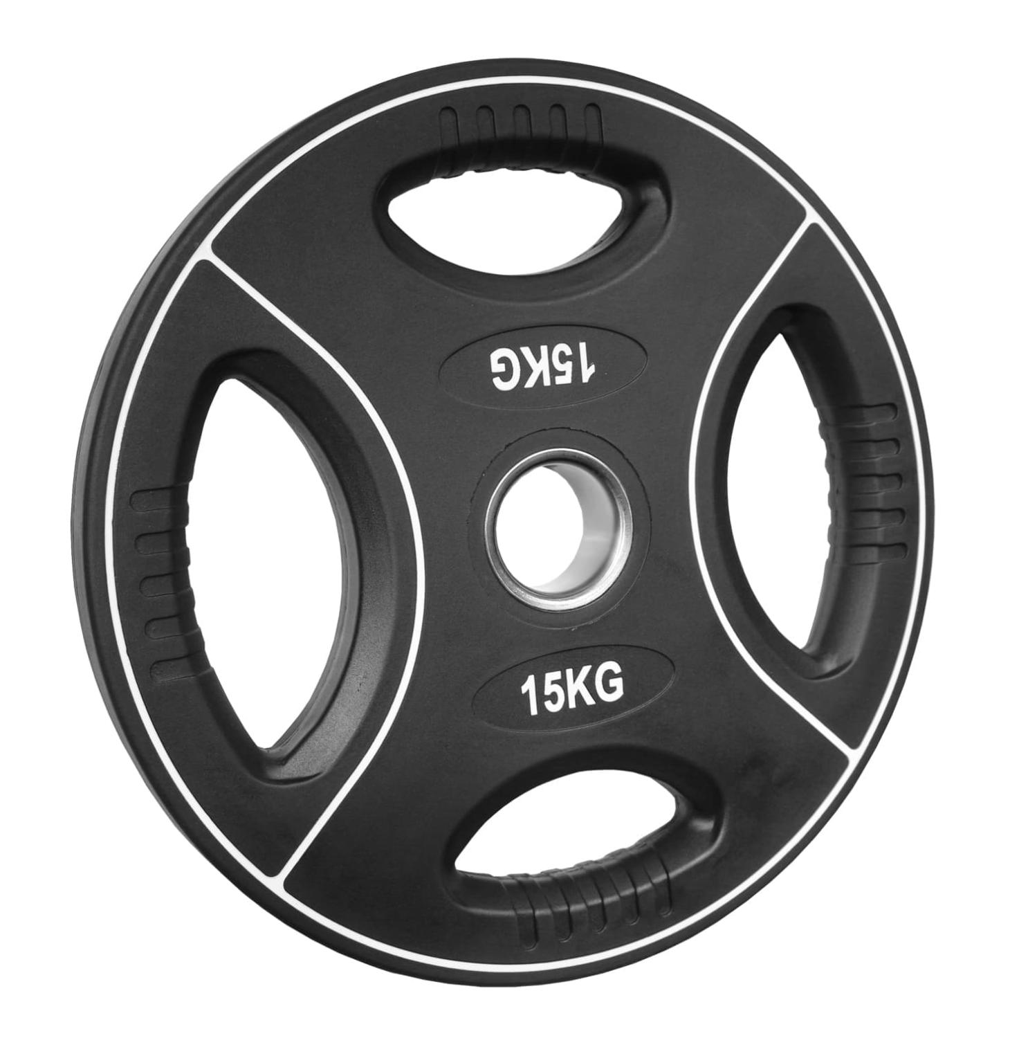 gummierte Hantelscheibe 15 Kg - 4-Grip-Design - 50/51mm