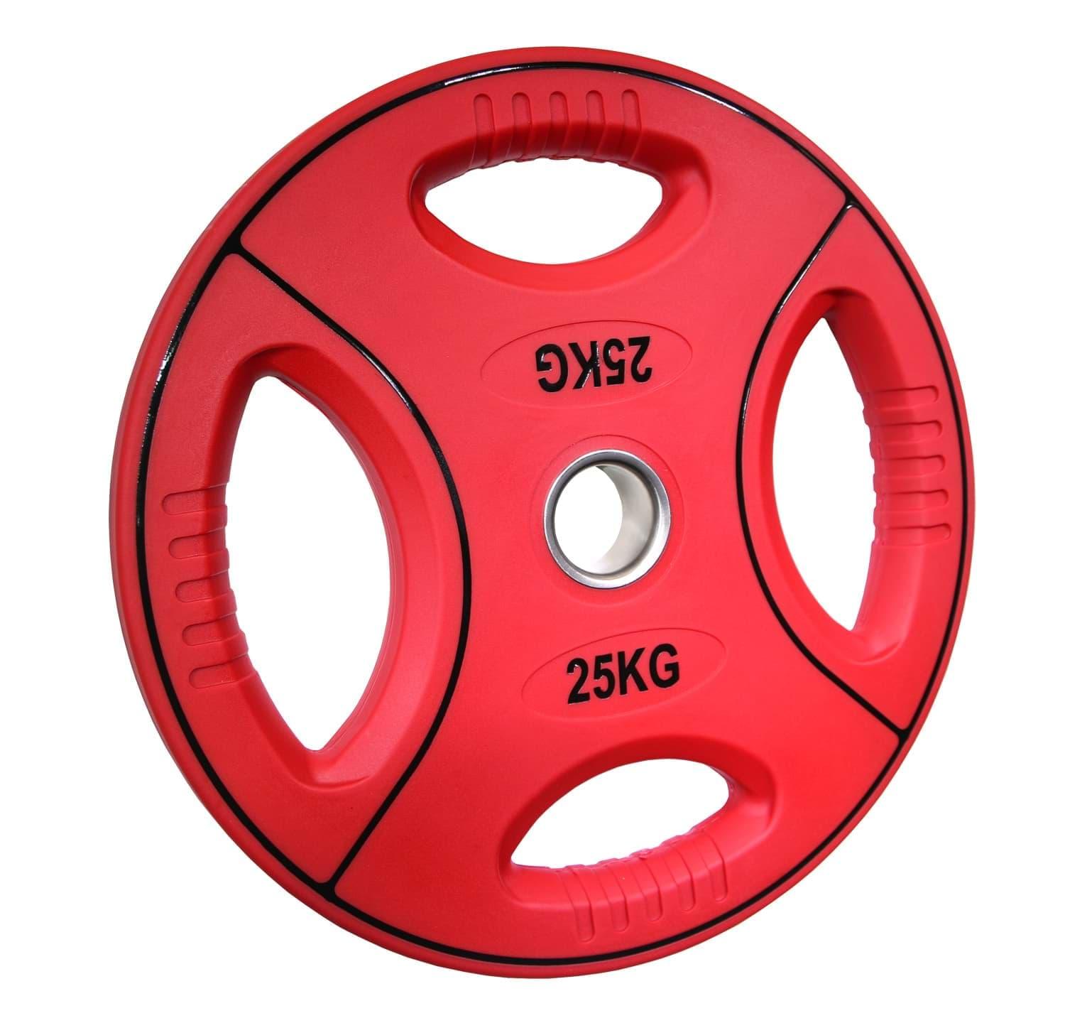 PU farbcodierte Hantelscheibe 25 Kg - 4-Grip-Design - 50/51mm