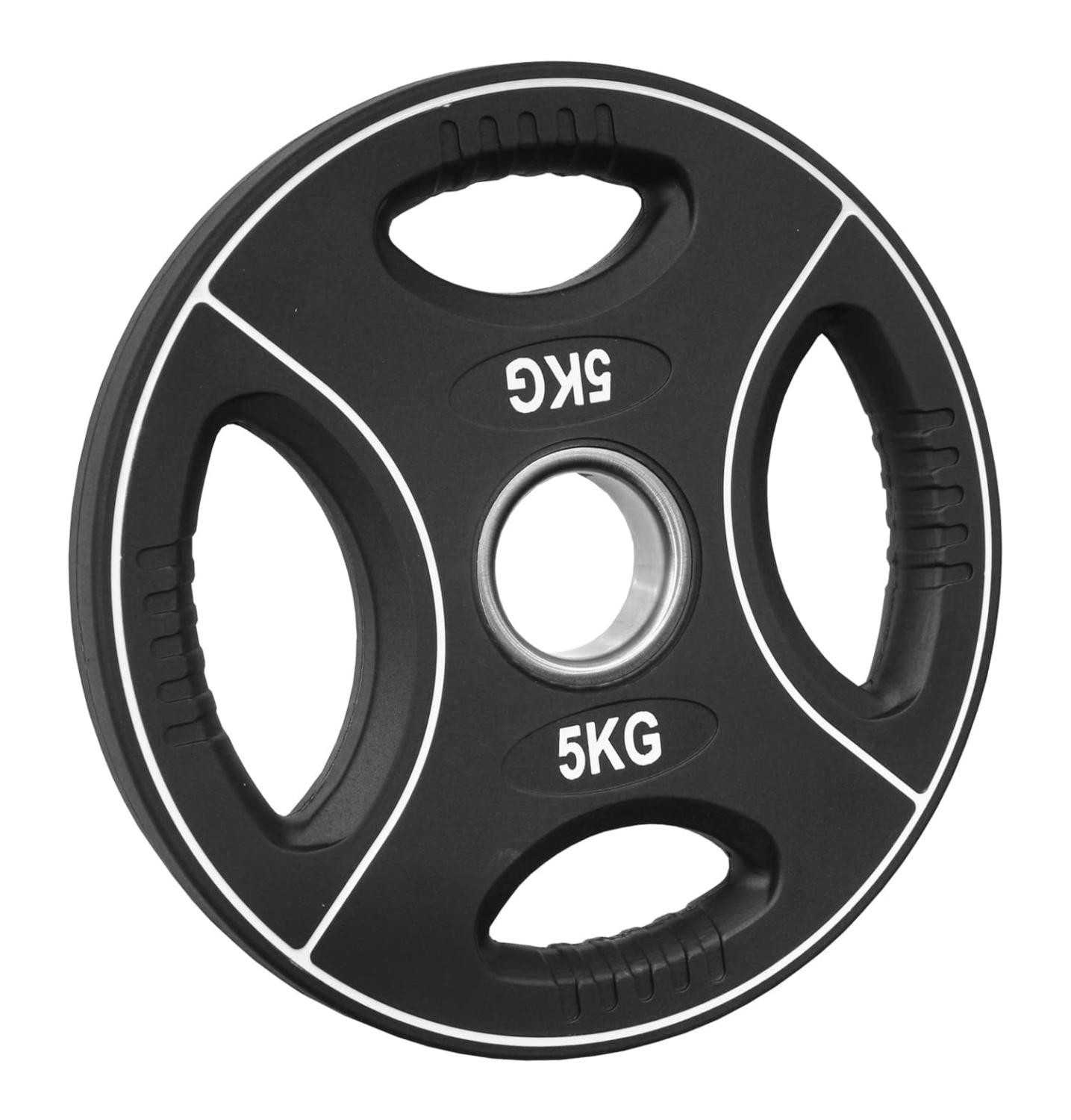 gummierte Hantelscheibe 5 Kg - 4-Grip-Design - 50/51mm