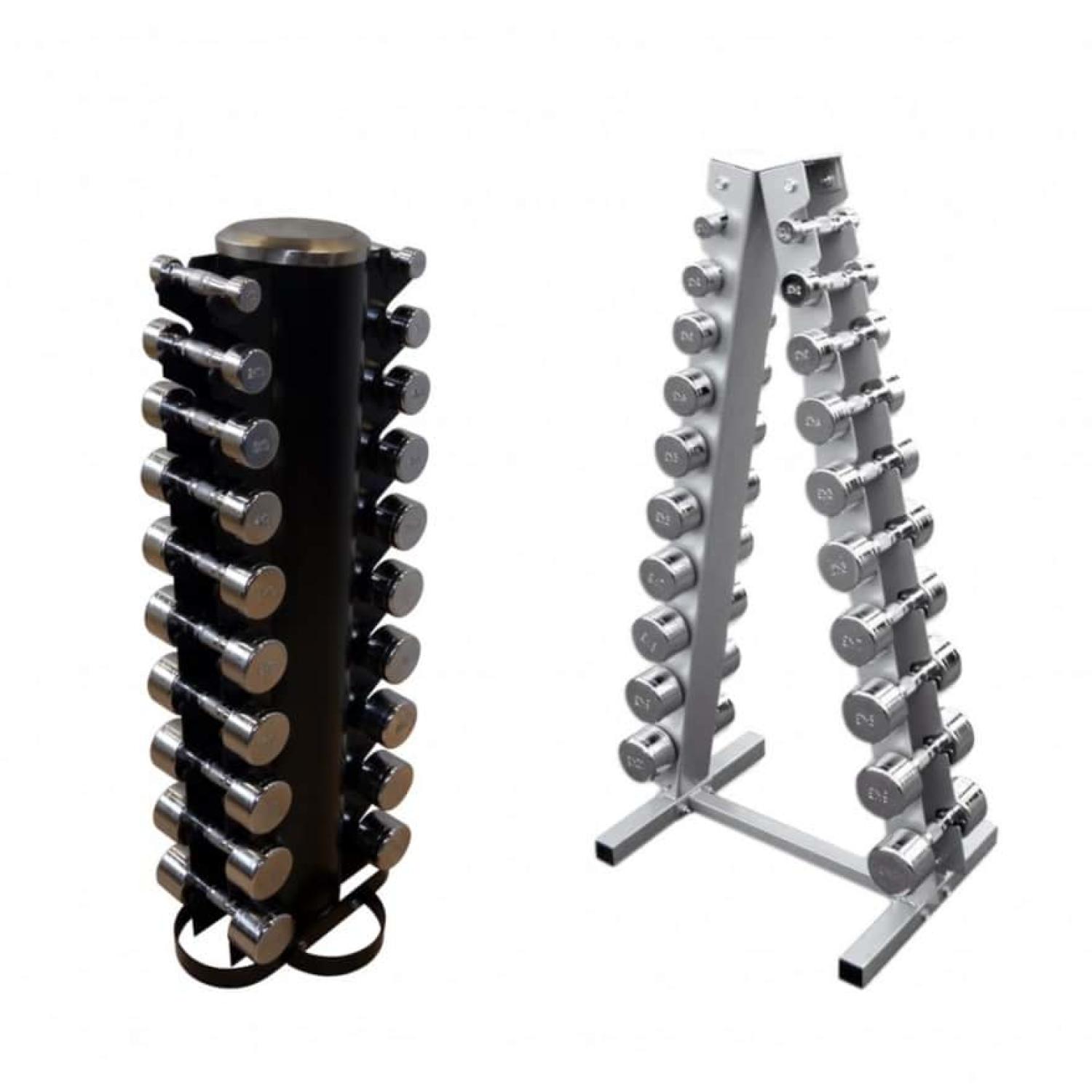 Power-Xtreme Hex- & Chrom-Kurzhantel-Set 1–10 kg mit Ständer – Ansicht 2