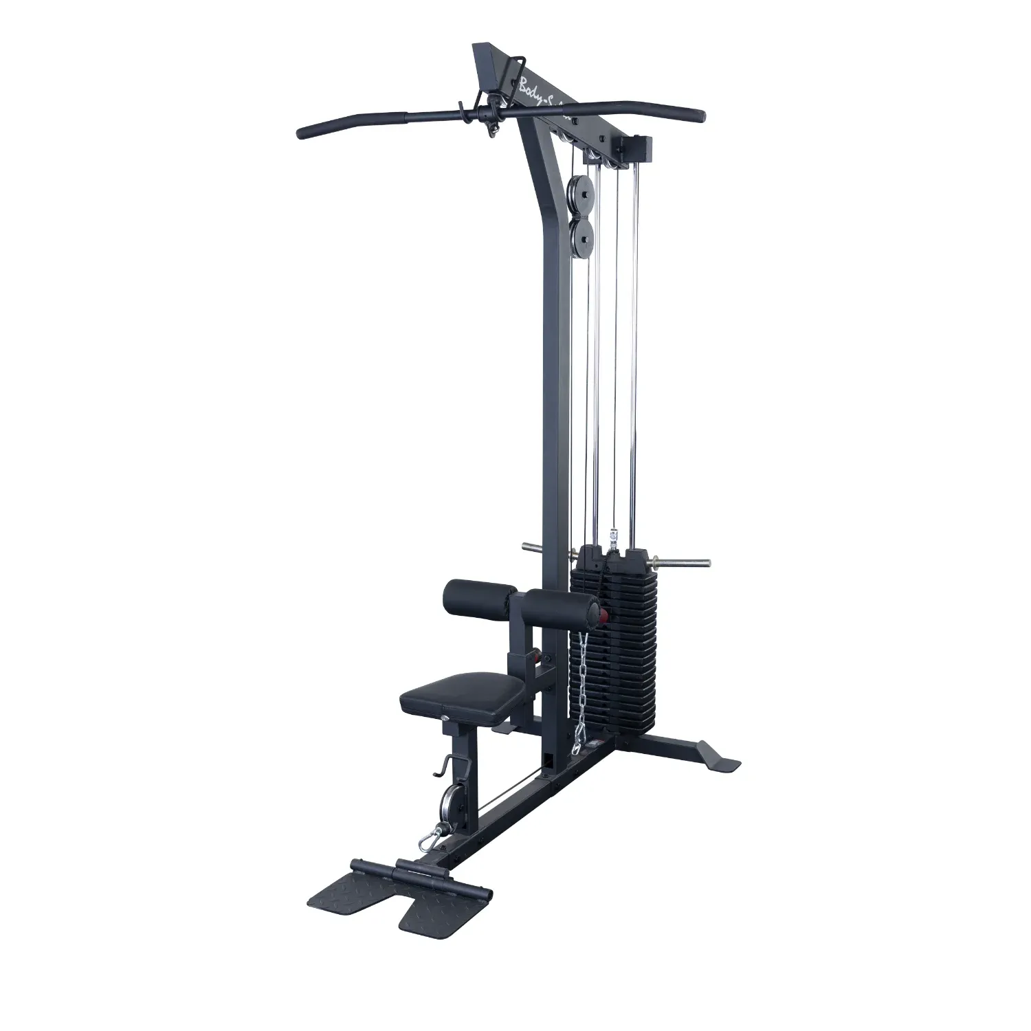 Body-Solid Latzug- und Ruderstation GLM-85B mit Steckgewichtsblock – Gesamtansicht
