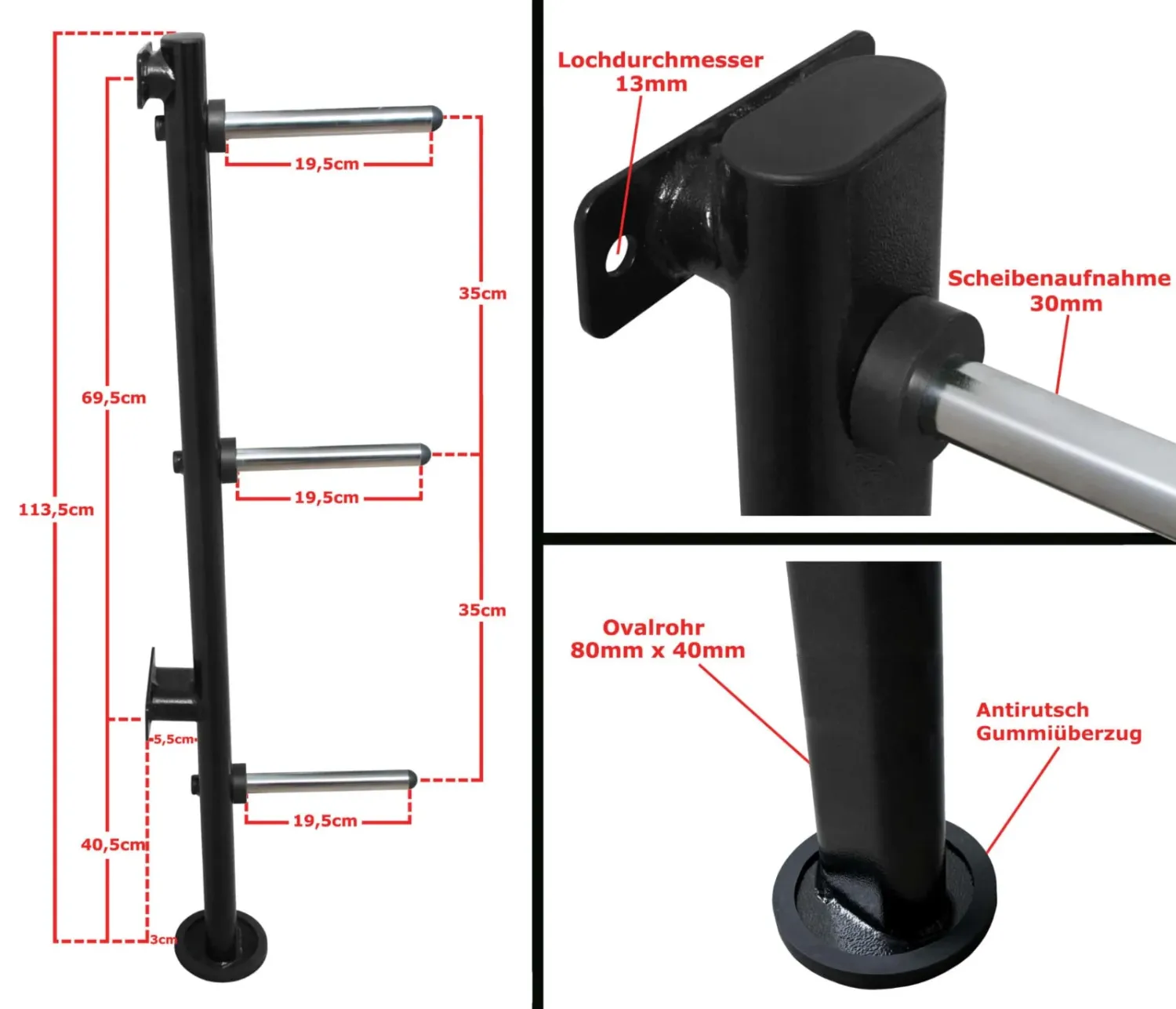 Hantelscheiben-Wandhalterung 30 mm PHW-25 – Bild 2